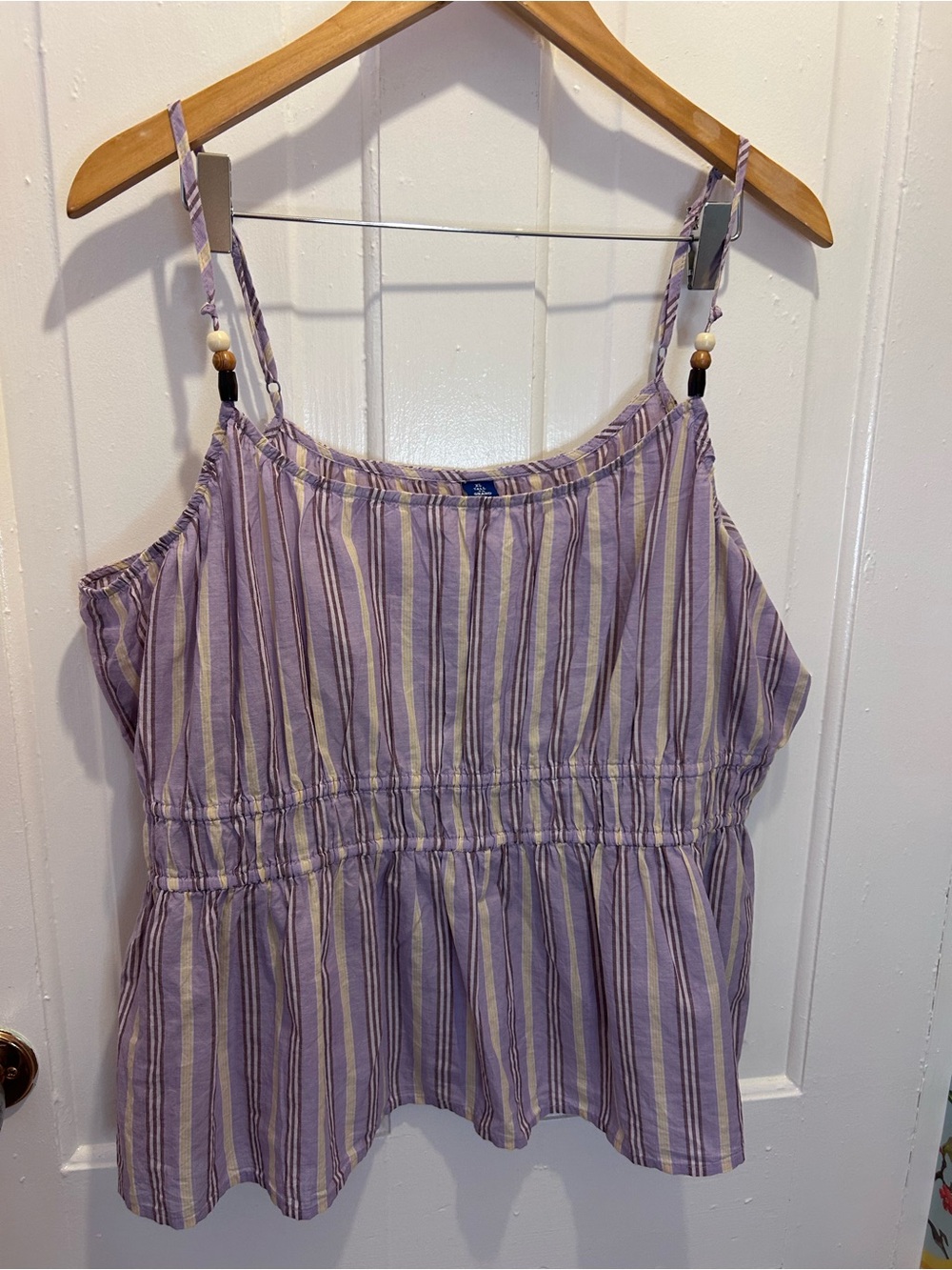 Old Navy Purple & Cream Striped Peplum Cami Top with Bead Detail XL TALL